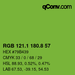 カラーコード: RGB 121.1 180.8 57 | qconv.com