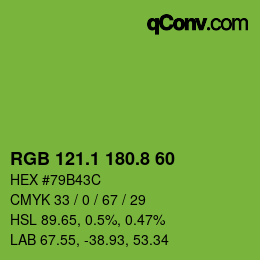カラーコード: RGB 121.1 180.8 60 | qconv.com