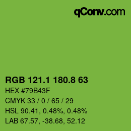 カラーコード: RGB 121.1 180.8 63 | qconv.com