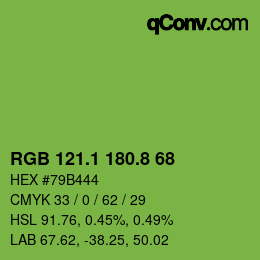 カラーコード: RGB 121.1 180.8 68 | qconv.com