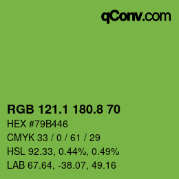 カラーコード: RGB 121.1 180.8 70 | qconv.com