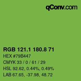 カラーコード: RGB 121.1 180.8 71 | qconv.com