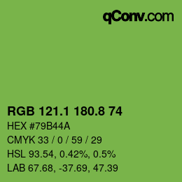 カラーコード: RGB 121.1 180.8 74 | qconv.com
