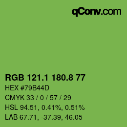 カラーコード: RGB 121.1 180.8 77 | qconv.com