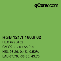 カラーコード: RGB 121.1 180.8 82 | qconv.com