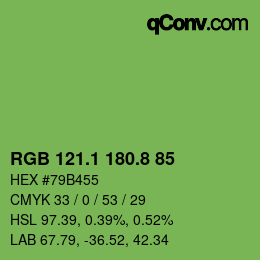 カラーコード: RGB 121.1 180.8 85 | qconv.com
