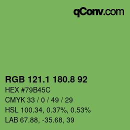 カラーコード: RGB 121.1 180.8 92 | qconv.com