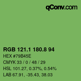 カラーコード: RGB 121.1 180.8 94 | qconv.com