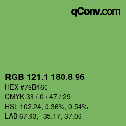 カラーコード: RGB 121.1 180.8 96 | qconv.com