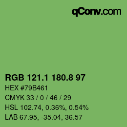カラーコード: RGB 121.1 180.8 97 | qconv.com