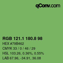 カラーコード: RGB 121.1 180.8 98 | qconv.com