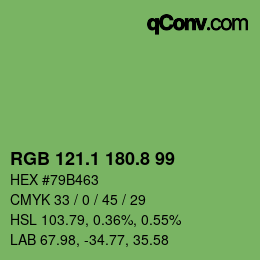カラーコード: RGB 121.1 180.8 99 | qconv.com