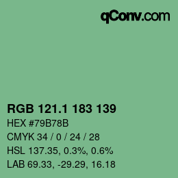 カラーコード: RGB 121.1 183 139 | qconv.com