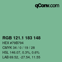 カラーコード: RGB 121.1 183 148 | qconv.com