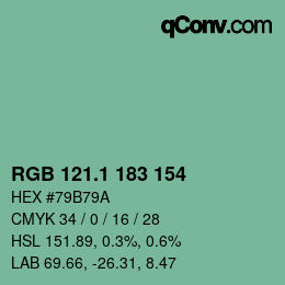 カラーコード: RGB 121.1 183 154 | qconv.com