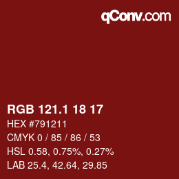 カラーコード: RGB 121.1 18 17 | qconv.com