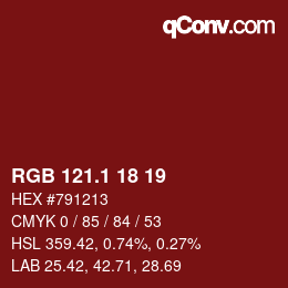 カラーコード: RGB 121.1 18 19 | qconv.com