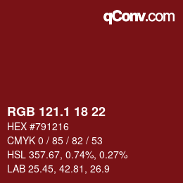 カラーコード: RGB 121.1 18 22 | qconv.com