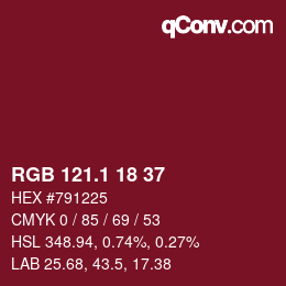 カラーコード: RGB 121.1 18 37 | qconv.com