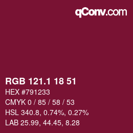 カラーコード: RGB 121.1 18 51 | qconv.com