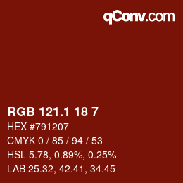 カラーコード: RGB 121.1 18 7 | qconv.com