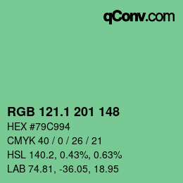 カラーコード: RGB 121.1 201 148 | qconv.com