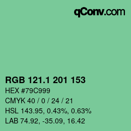 カラーコード: RGB 121.1 201 153 | qconv.com