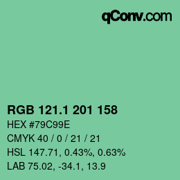 カラーコード: RGB 121.1 201 158 | qconv.com