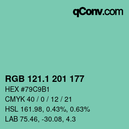 カラーコード: RGB 121.1 201 177 | qconv.com