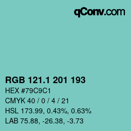 カラーコード: RGB 121.1 201 193 | qconv.com