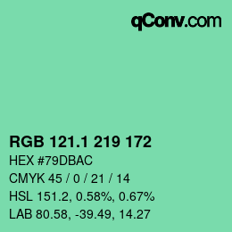 カラーコード: RGB 121.1 219 172 | qconv.com