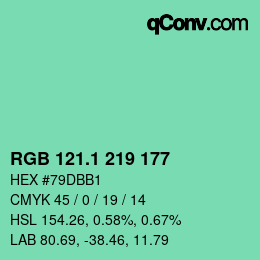 カラーコード: RGB 121.1 219 177 | qconv.com
