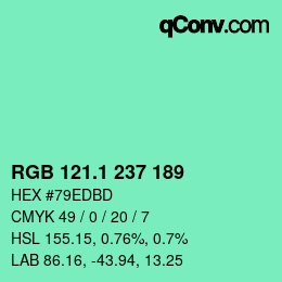 カラーコード: RGB 121.1 237 189 | qconv.com