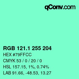 カラーコード: RGB 121.1 255 204 | qconv.com