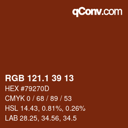 カラーコード: RGB 121.1 39 13 | qconv.com