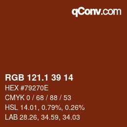 カラーコード: RGB 121.1 39 14 | qconv.com