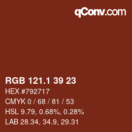 カラーコード: RGB 121.1 39 23 | qconv.com
