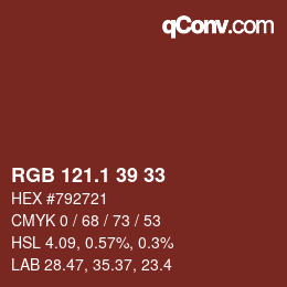 カラーコード: RGB 121.1 39 33 | qconv.com