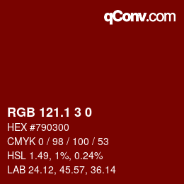 カラーコード: RGB 121.1 3 0 | qconv.com