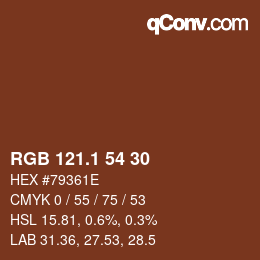 カラーコード: RGB 121.1 54 30 | qconv.com