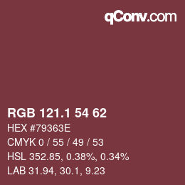 カラーコード: RGB 121.1 54 62 | qconv.com