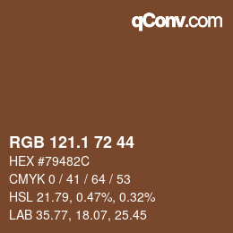 カラーコード: RGB 121.1 72 44 | qconv.com