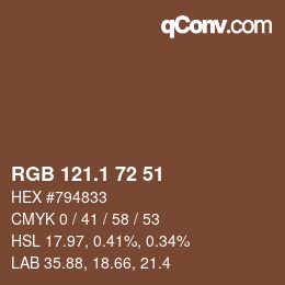 カラーコード: RGB 121.1 72 51 | qconv.com