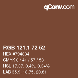 カラーコード: RGB 121.1 72 52 | qconv.com
