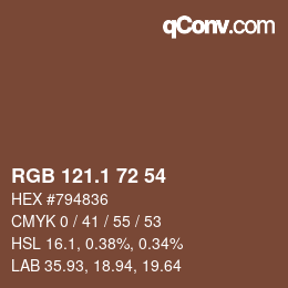 カラーコード: RGB 121.1 72 54 | qconv.com