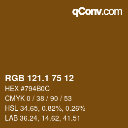 カラーコード: RGB 121.1 75 12 | qconv.com