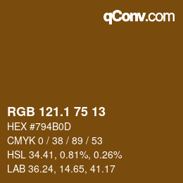 カラーコード: RGB 121.1 75 13 | qconv.com