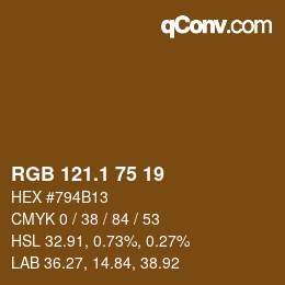 カラーコード: RGB 121.1 75 19 | qconv.com