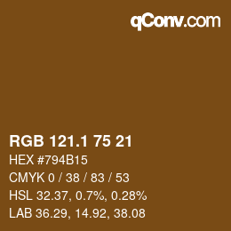 カラーコード: RGB 121.1 75 21 | qconv.com