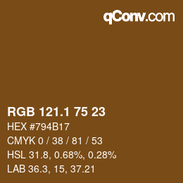 カラーコード: RGB 121.1 75 23 | qconv.com